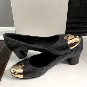 Tory Burch quilted cap toe pump.Sz.8.
